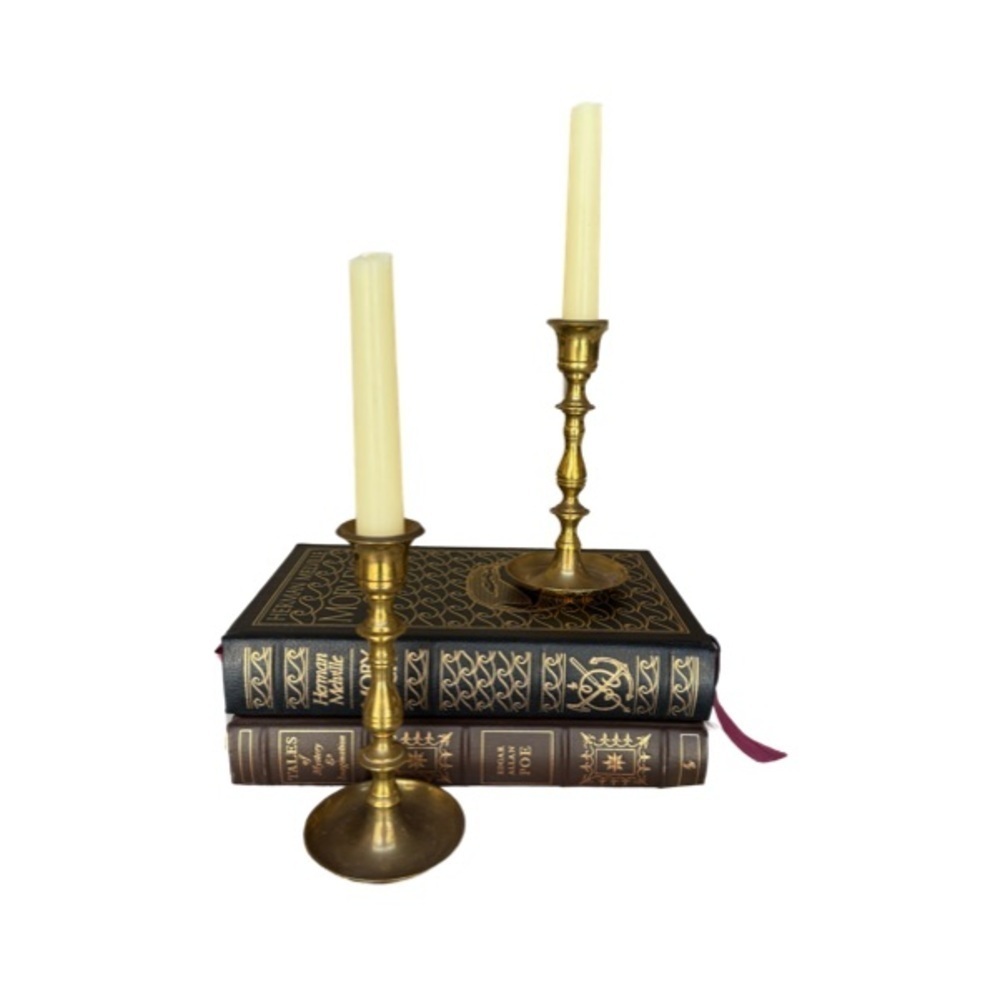 Vintage Set of 2 Solid Brass Candle Holders